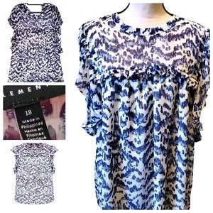 Eloquii blue draping Shirt size 18‎ Ruffled artsy beach crow neck bussiness work